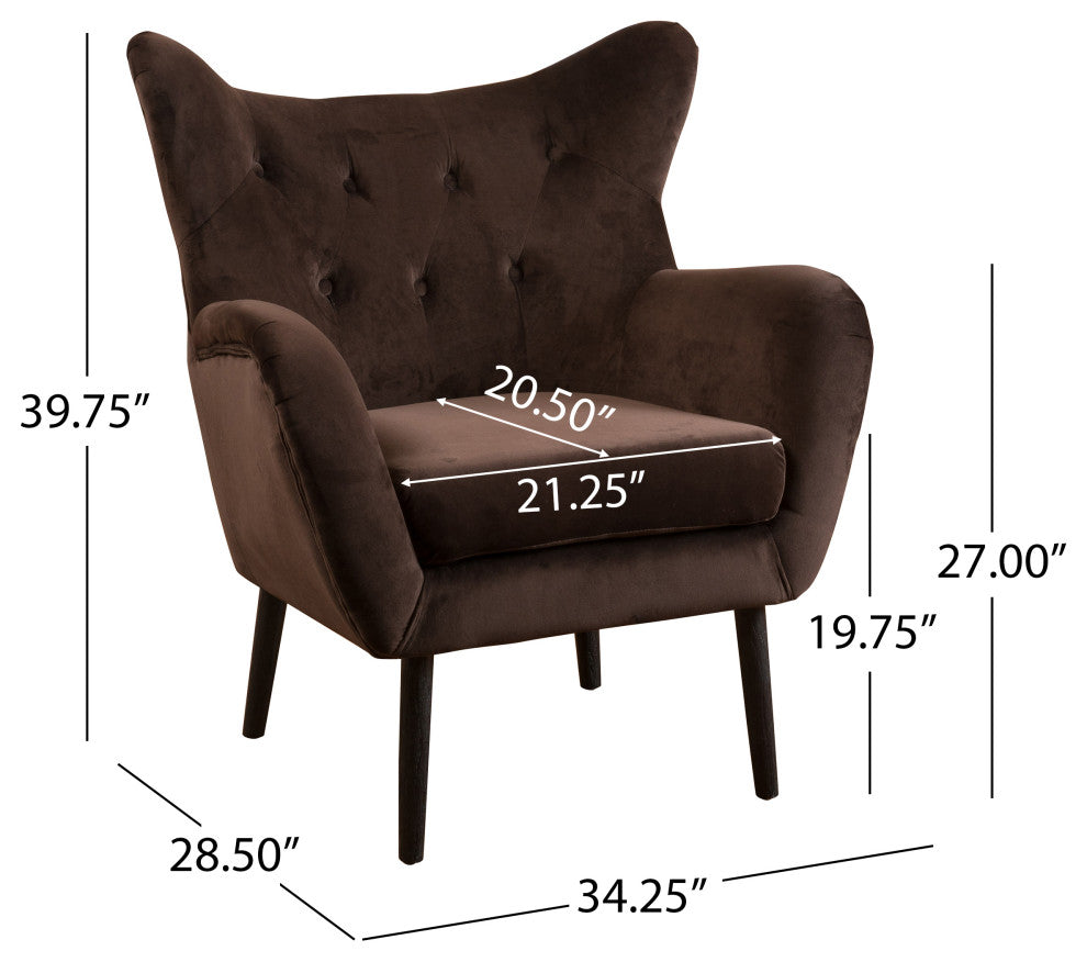 GDF Studio Danielle Brown Velvet Arm Chair