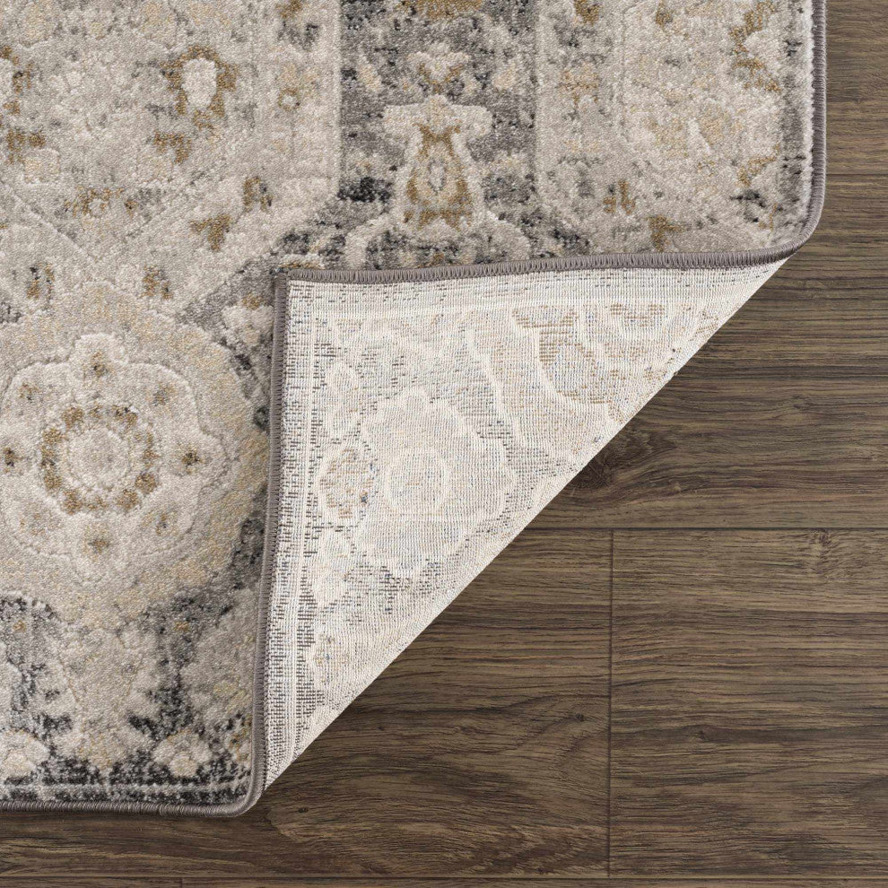 Hauteloom Parkerfield Blue Area Rug, Beige/Black/Charcoal, 5'3"x7'3"