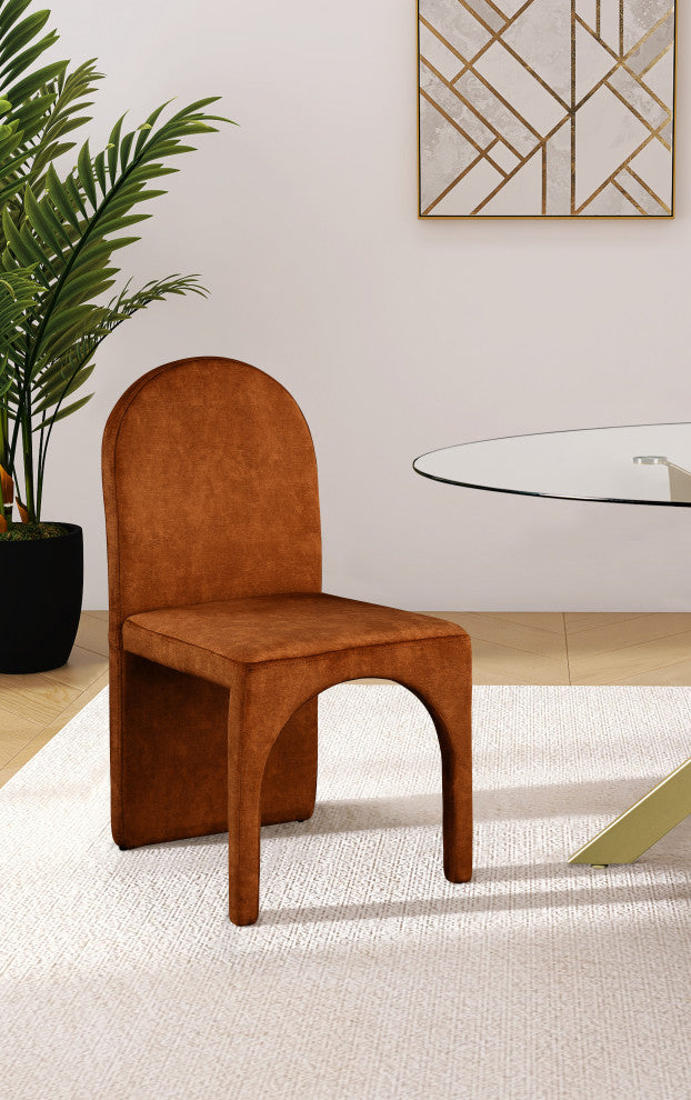 Summer Velvet Upholstered Dining Arm Chair (Set of 2), Cognac, Side Chair