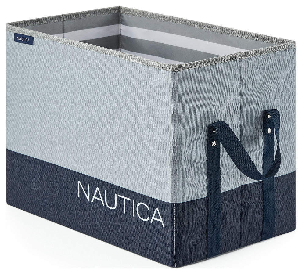 Nautica Folded Rectangle Bin, Gray Block