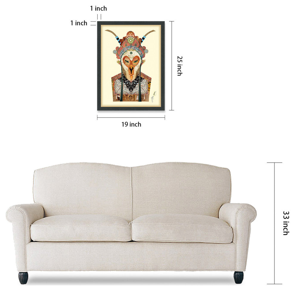 Beijing Opera Mask #1 Dimensional Collage Framed Wall Art Under Glass