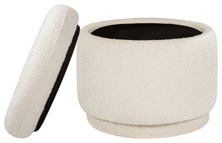 Enoki Storage Ottoman, Boucle, Ivory Boucle