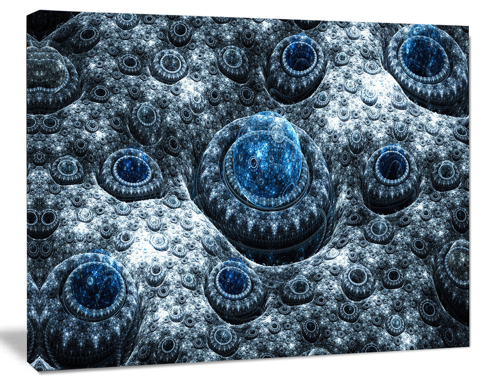 Blue Fractal Exotic Planet, Oversized Abstract Canvas Art Print, 60x40