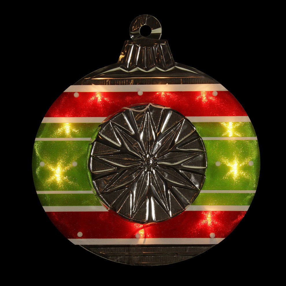Shimmering Ornament Christmas Window Decoration, Red Green White and Silver