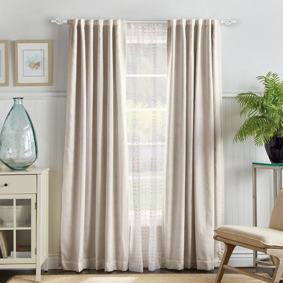 1" Portia Drapery Curtain Rod, Glossy White, 84"-120"