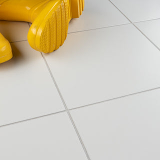Textile Basic White Encaustic Porcelain Floor and Wall Tile, Plain