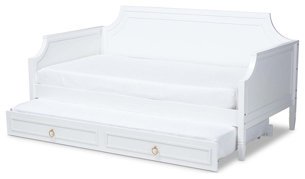 Brady Wood Twin Size Daybed, White and With Trundle