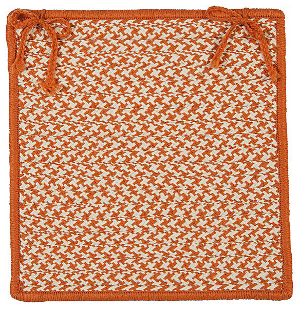 Colonial Mills Chair Pad Outdoor Houndstooth Tweed Orange Chair Pad