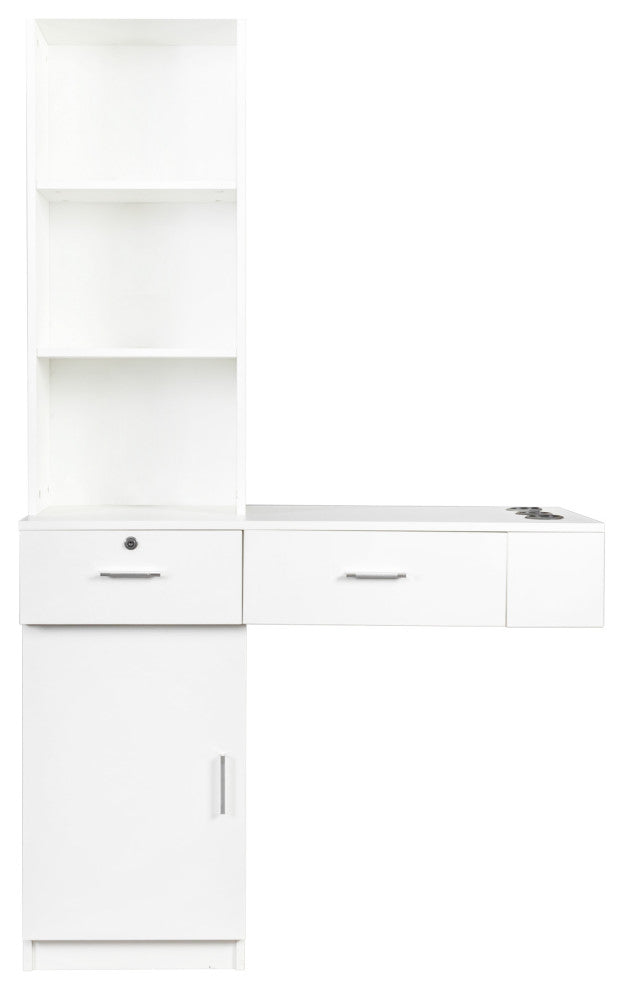 Gewnee simple hair desk, multi-layer storage, White