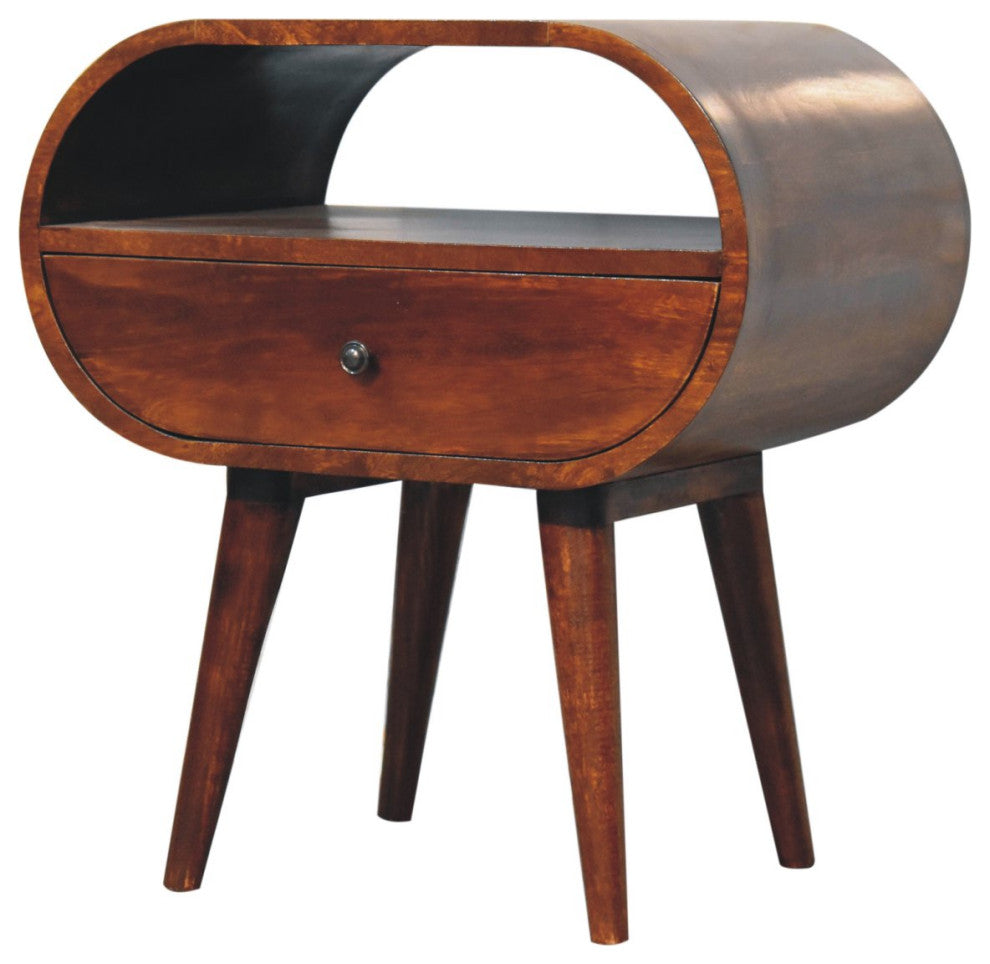 Large Chestnut Circular Open Bedside