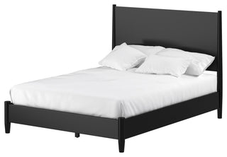 Flynn Mid Century Modern Full Size Panel Bed, Black