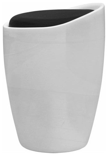 vidaXL Stool Ottoman Foot Rest Office Footstool White and Black Faux Leather