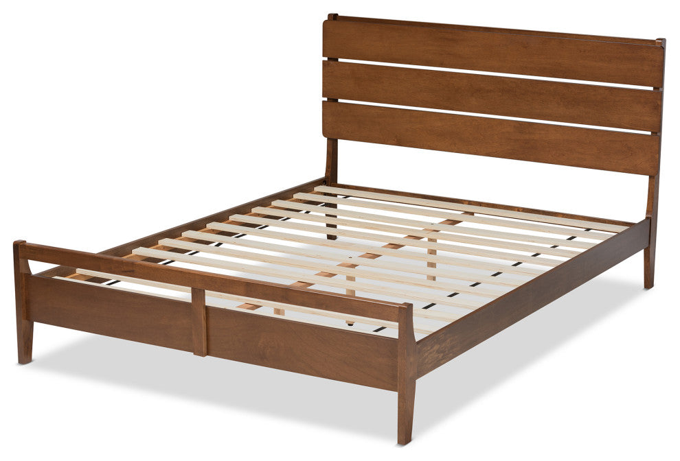 Avena Walnut Wood Queen Size Platform bed