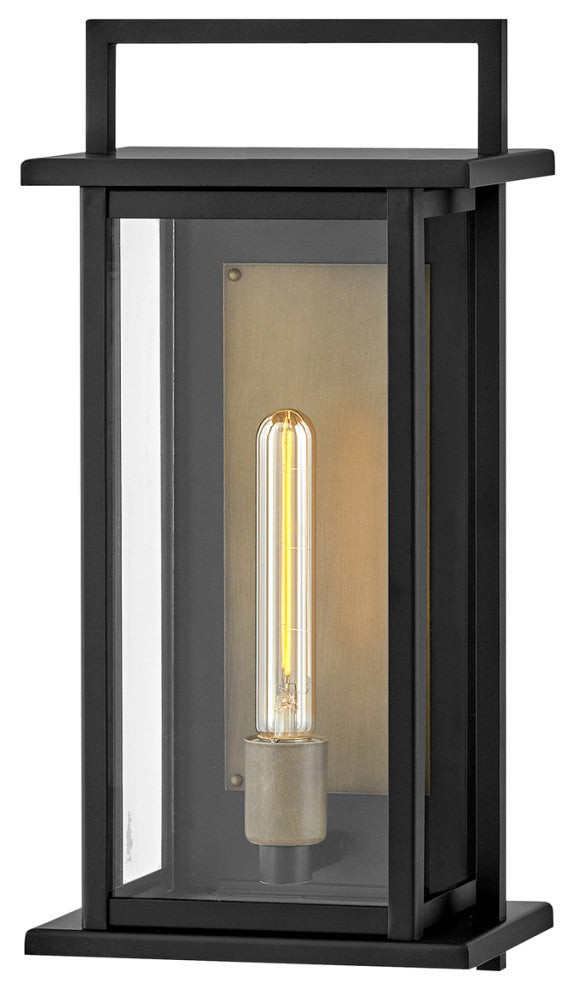 Hinkley Langston 18.25" Medium Outdoor Wall Mount Lantern Black+Burnished Bronze