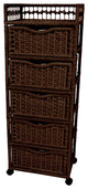 46" Natural Fiber Chest of Drawers on Wheels, Mocha