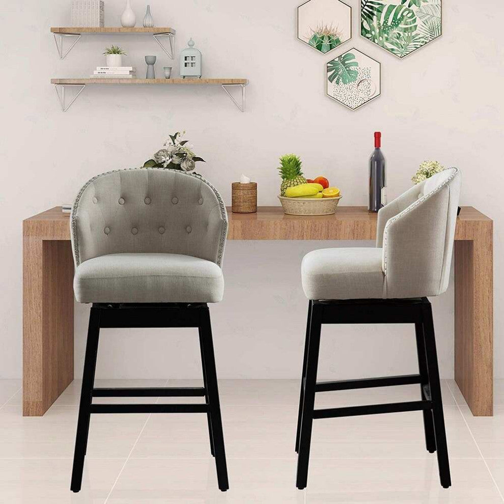 Button Tufted Arm Dining Room Accent Chairs, Set of 2, Tan