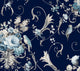Parrots with Floral Bouquets Navy Peel and Stick Wallpaper