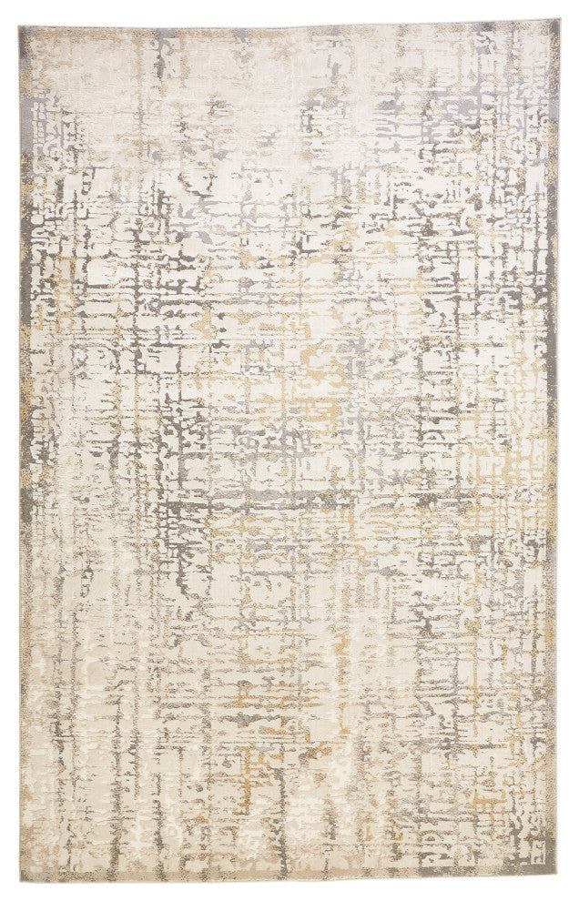 Weave & Wander Vanhorn Distressed Abstract Rug, Beige, 5'x8'