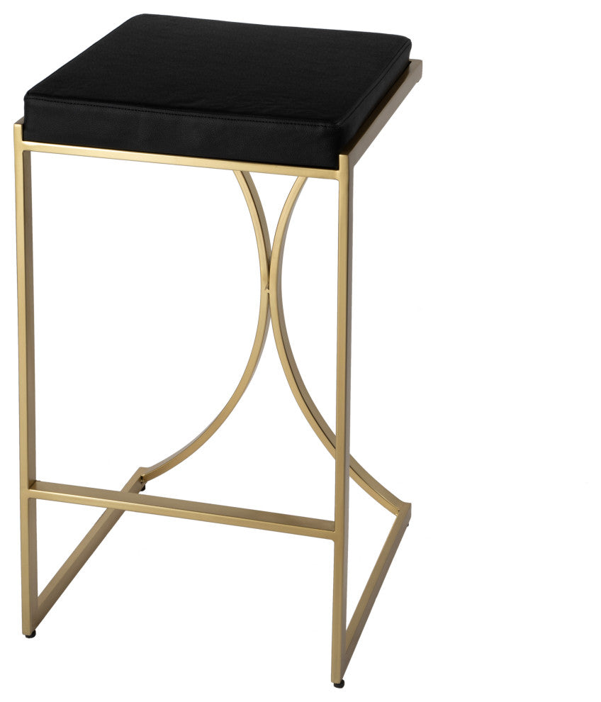 Natalya 31" Bar Stool, Black Leather
