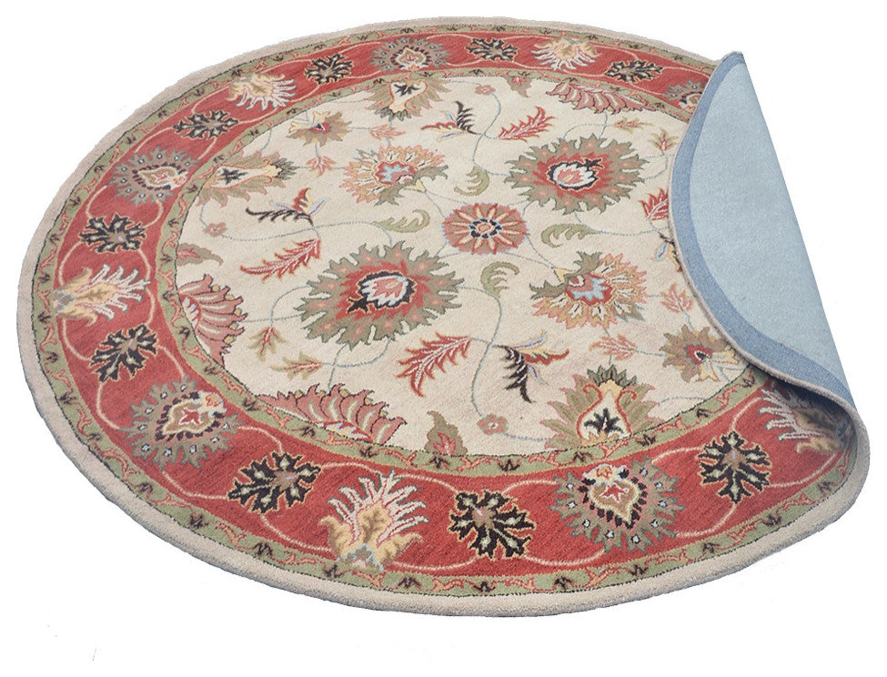 HAND TUFTED WOOL ECO-FRIENDLY AREA RUGS - Beige&Red Color, Oriental Design