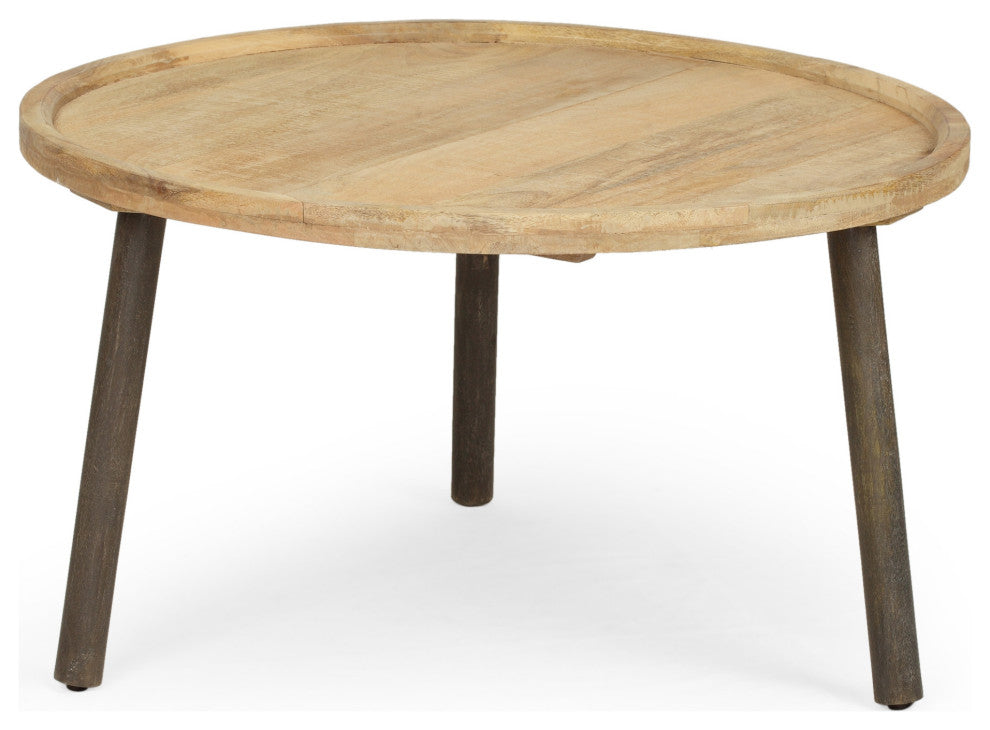 Merry Rustic Handcrafted Round Mango Wood Coffee Table
