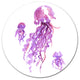 Purple Jellyfish Watercolor, Animal Disc Metal Wall Art, 36"