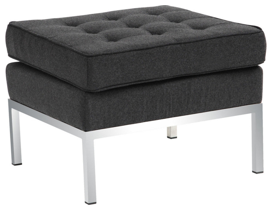 Classics Button Ottoman in Wool, Gray