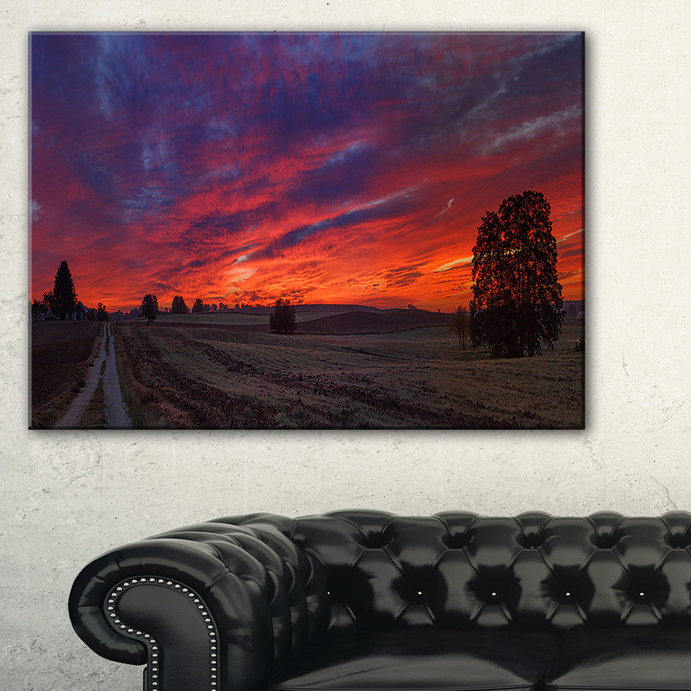 "Gorgeous Cloudy Sky During Fall" Landscape Print Wall Art, 32"x16"