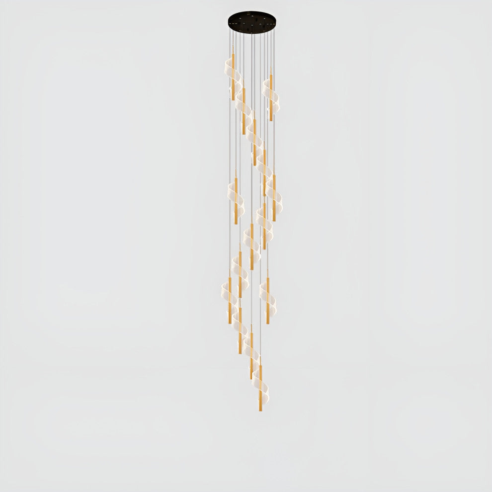 Bonassola | Exceptional Long Spiral LED Pendant Chandelier, Gold, 15pcs