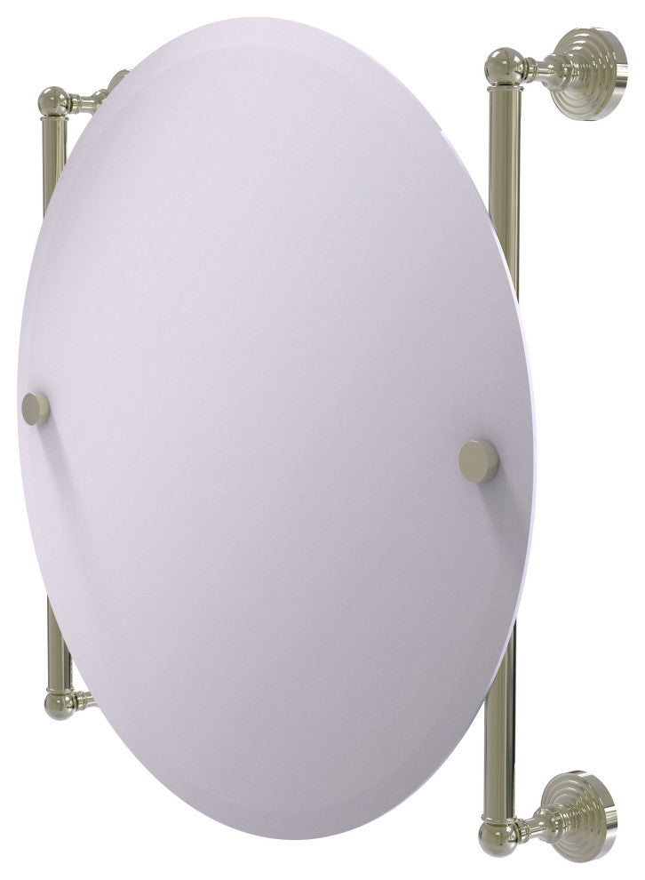Waverly Place Round Frameless Rail Mounted Mirror, Polished Nickel