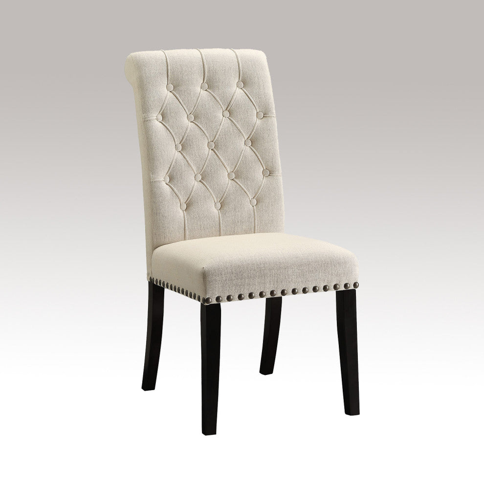 Set of 2 Dining Chairs with Nailhead Trim, Beige