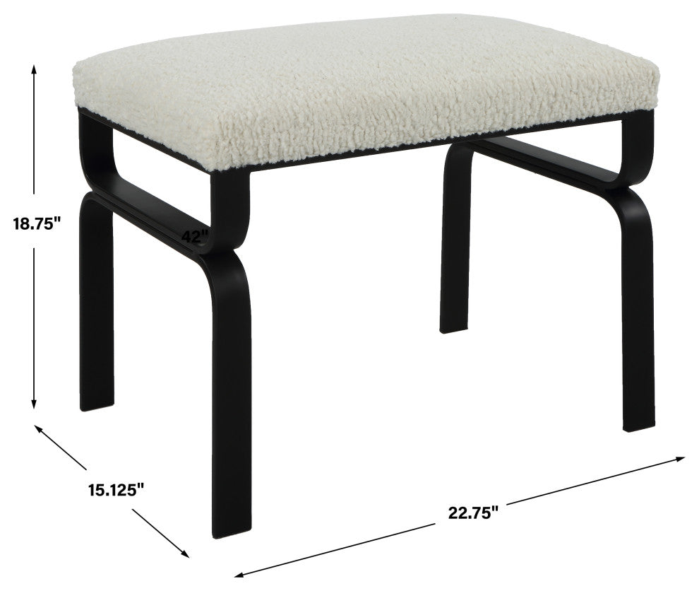 Uttermost 23749 Diverge White Shearling Small Bench