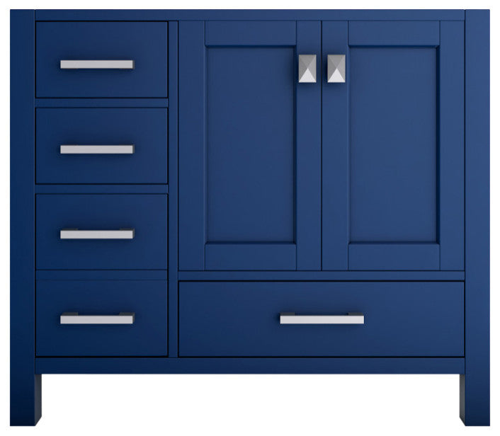 Yamyam 35" Right Offset Single Vanity, Base Only, Blue, Chrome Handles