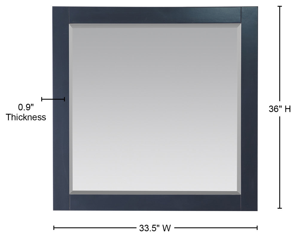 Maribella Rectangular Bathroom Wood Framed Wall Mirror, Blue, 34"