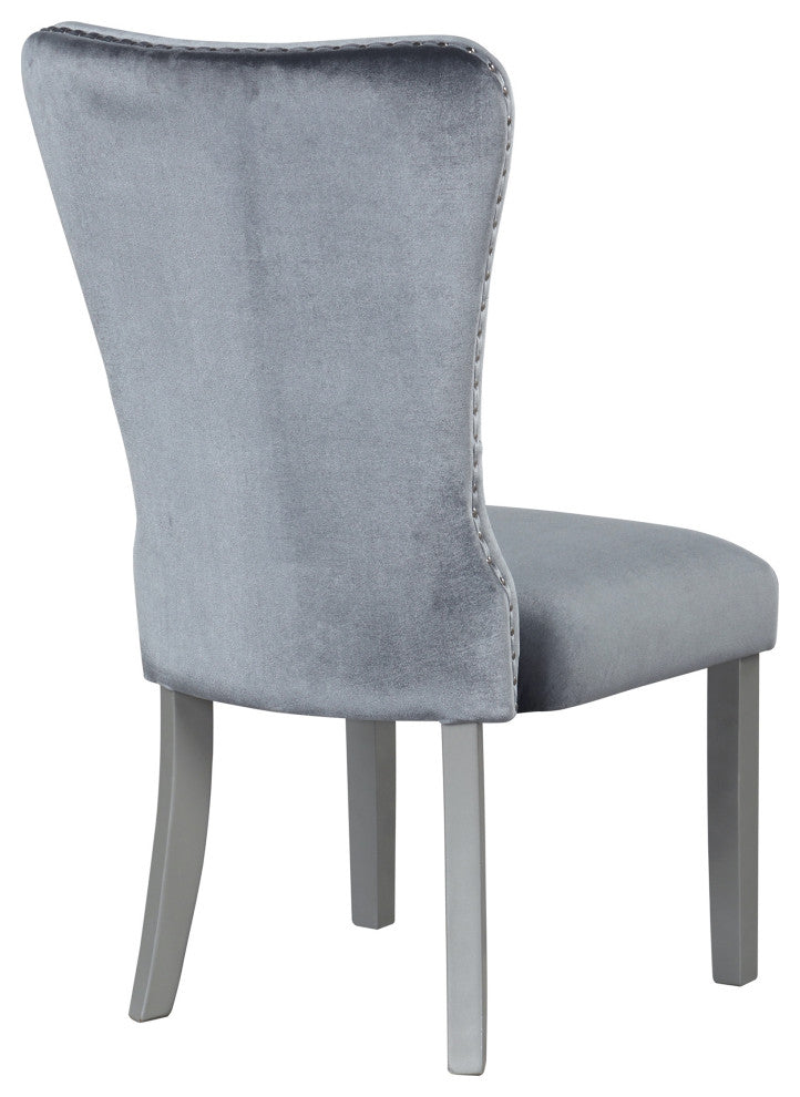 Geneva Silver Champagne Velvet Upholstered Side Chair, Set of 2