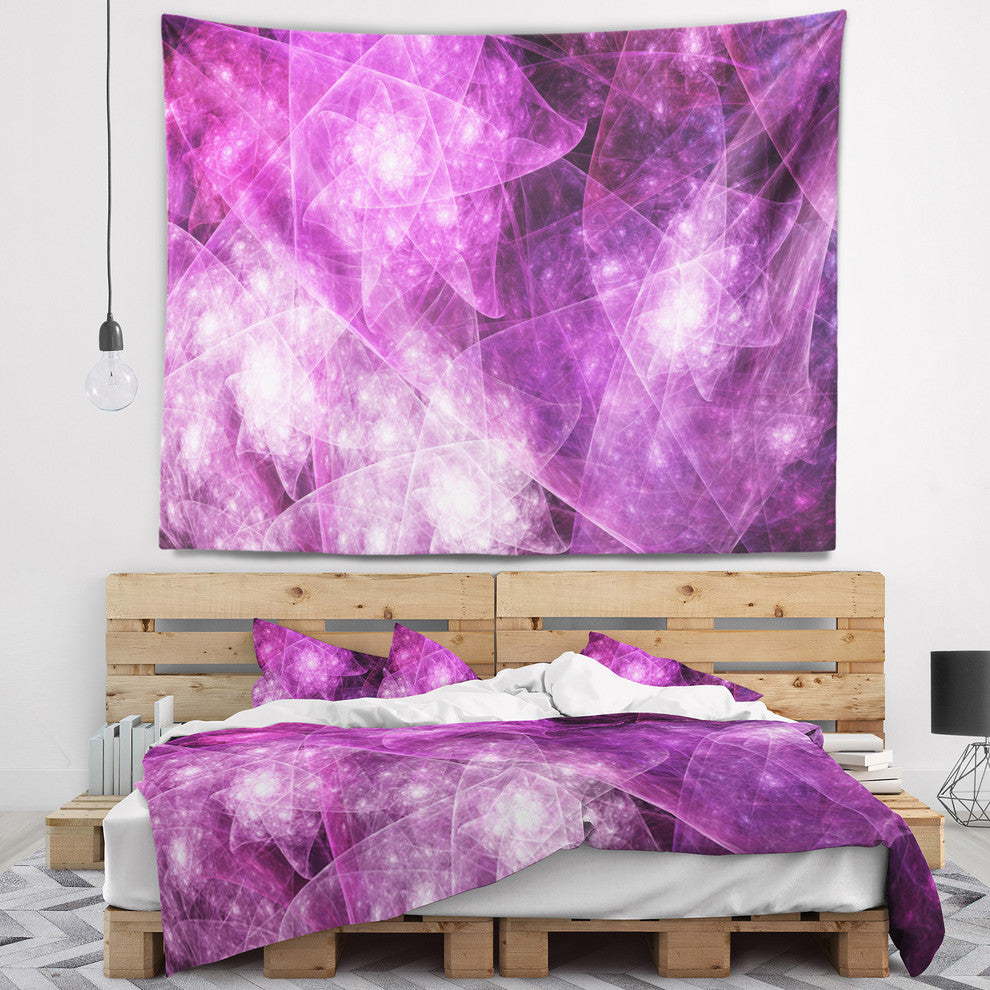 Pink Rotating Polyhedron Abstract Wall Tapestry, 92"x78"