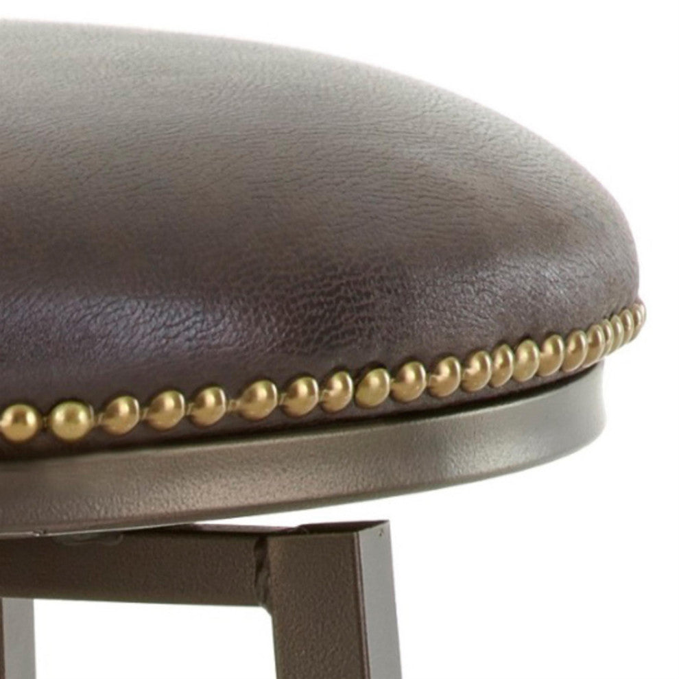 Bali Chocolate Leather 24" Swivel Counter Stool
