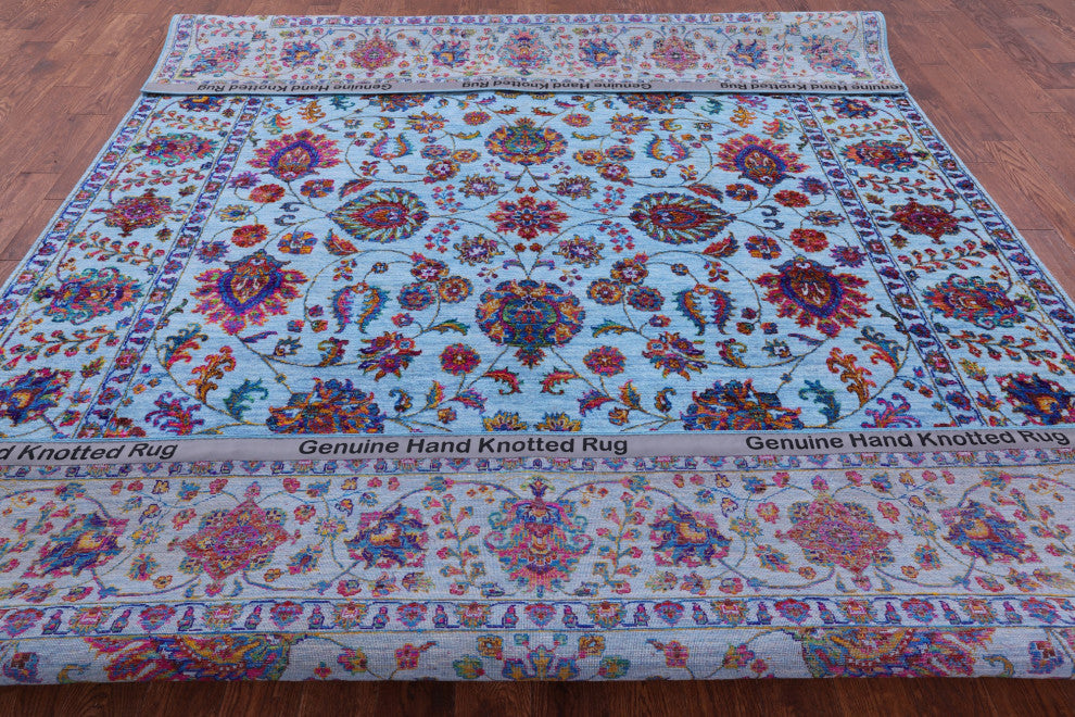 9' 0" X 12' 3" Wool & Silk Persian Hand Knotted Rug - Q14917