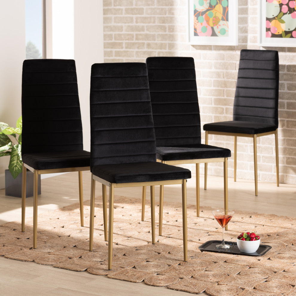 Seal Glamour 4-Piece Dining Chairs, Black