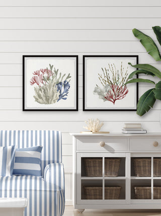 Seaweed and Corals Diptych, 2-Piece Set, 32x32 Panels