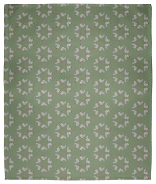 60 x 80 in Chickens-go-round Throw Blanket, Laurel Tree Green