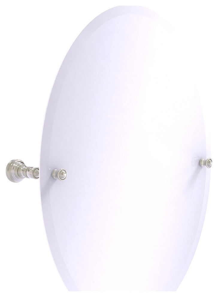 Carolina Frameless Oval Tilt Mirror with Beveled Edge, Satin Nickel