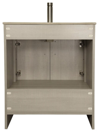 Pacific 30" Vanity With Integrated Ceramic Top and Brushed Nickel Handles, Weath