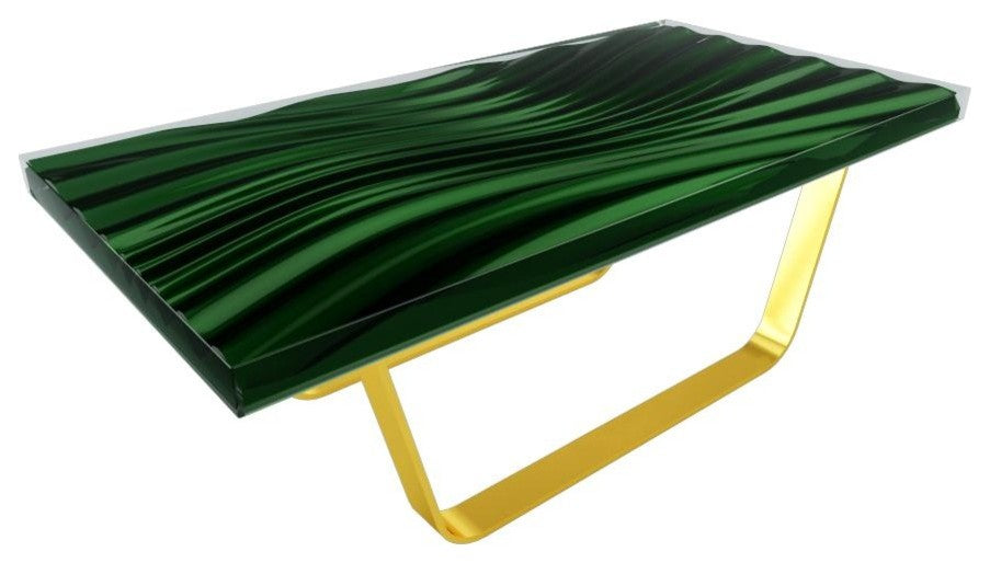 Modern Wave Coffee Table, Brown_Metal Profile_Brushed Bronze