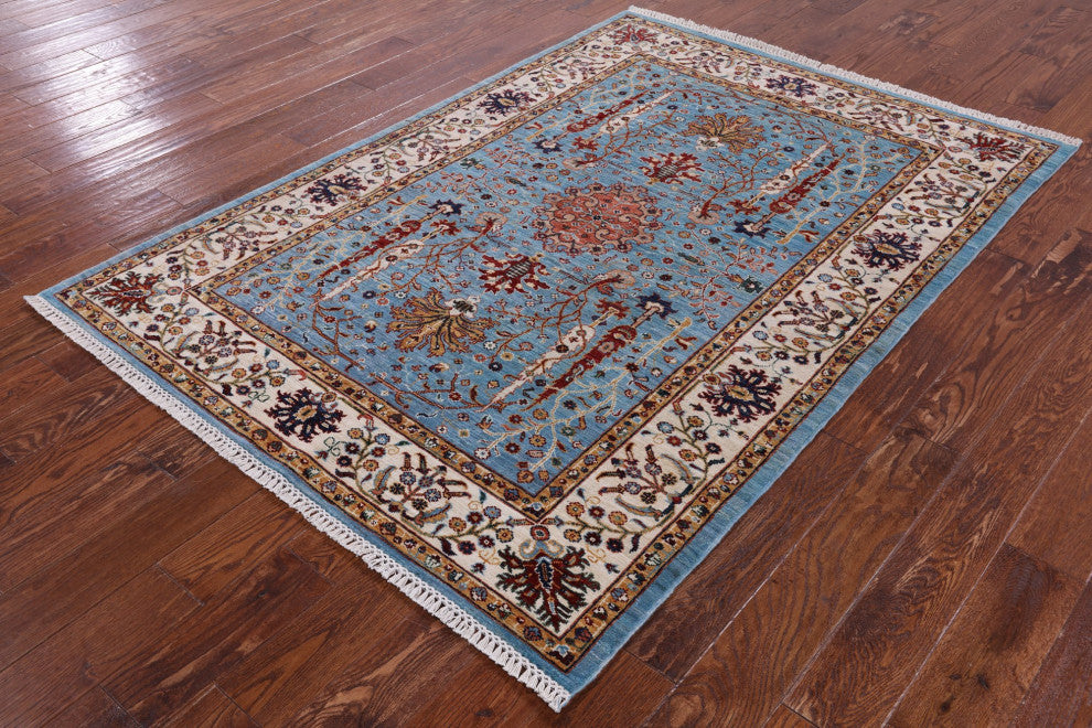Hand-Knotted Persian Tabriz Wool Rug 4' 10" X 6' 10" Q10145