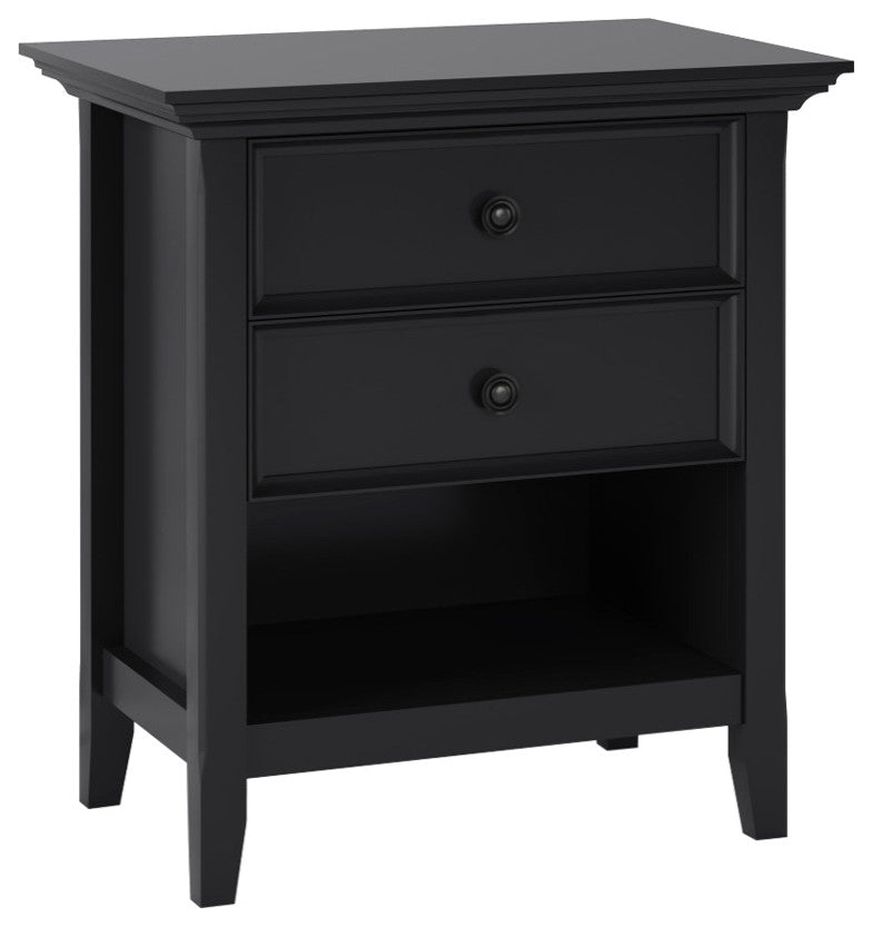 Amherst Solid Wood Bedside Table, Black