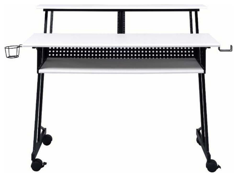 Rectangular Music Desk With Wheels, White