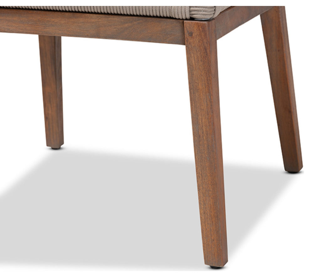 Jennifer Mid-Century Transitional Gray Woven Rope Mahogany Dining Side Chair