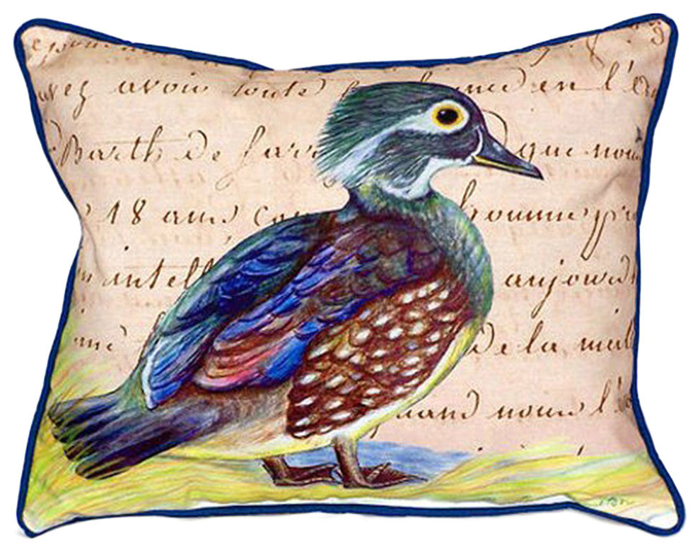 Betsy Drake Female Wood Duck Script Extra Large 20 X 24 Indoor / Outdoor Pillow