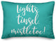 Lights, Tinsel, Mistletoe, Teal 14x20 Lumbar Pillow